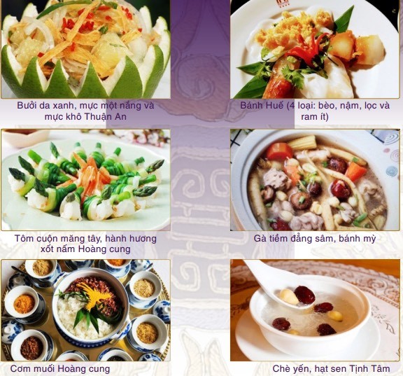Các món ăn cung đình tại chương trình được bày trí tinh tế, sang trọng, do các nghệ nhân ẩm thực hàng đầu của Huế tái hiện (Ảnh BTC)