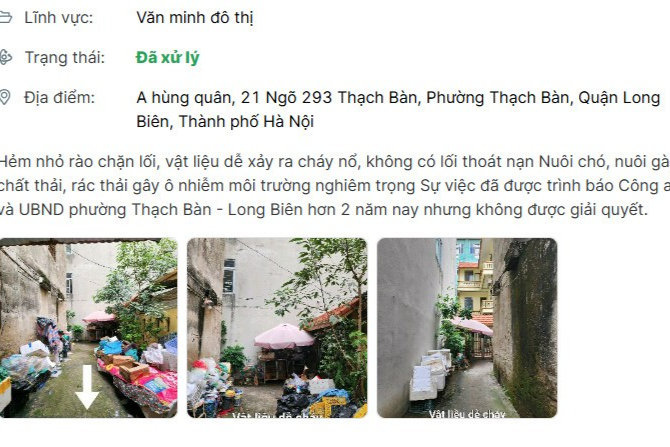 Phản ánh của người dân được đăng tải trên ứng dụng I Hanoi