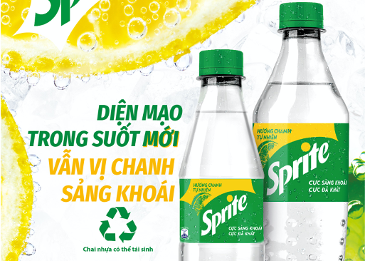 Sprite ngừng sử dụng chai nhựa xanh, chuyển sang chai nhựa PET trong suốt