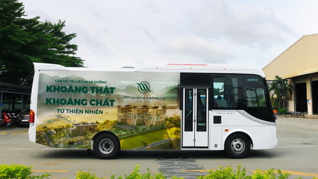 Apec Group vận hành tuyến xe buýt phục vụ khách tham quan dự án Mandala Retreats Kim Bôi